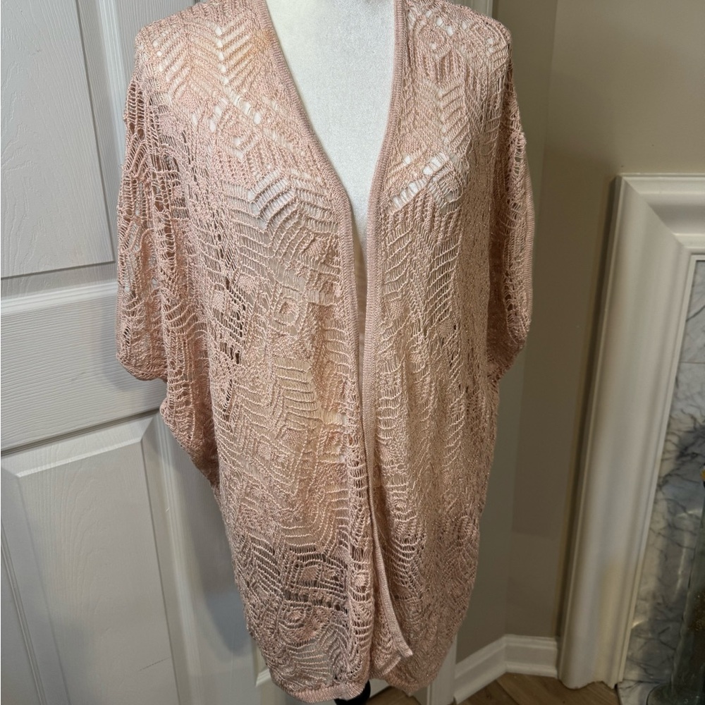 Pink Lace Kimono Cardigan